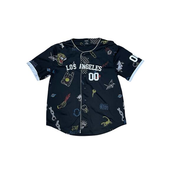 Rue21 Los Angeles Graphic Baseball Jersey Button-Up 2XL Short Sleeves Athleisure - Picture 1 of 8